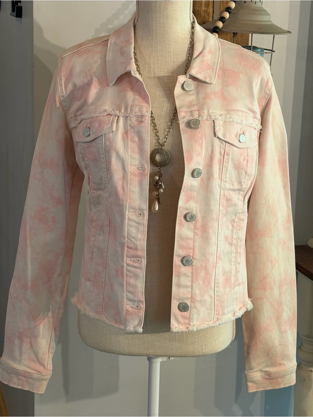 William Rast Pink Tie-Dye Denim Jacket